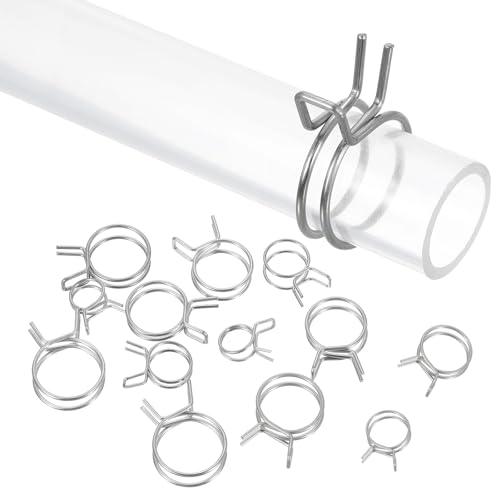 uxcell 25Pcs 19mm/0.75inch Inner Dia Double Wire Spring Hose Clamp, Stainless Steel Adjustable Spring Clips for Hose Fuel Line Silicone Tube Water Pipe Air Pipe