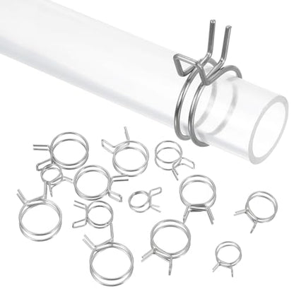 uxcell 25Pcs 19mm/0.75inch Inner Dia Double Wire Spring Hose Clamp, Stainless Steel Adjustable Spring Clips for Hose Fuel Line Silicone Tube Water Pipe Air Pipe