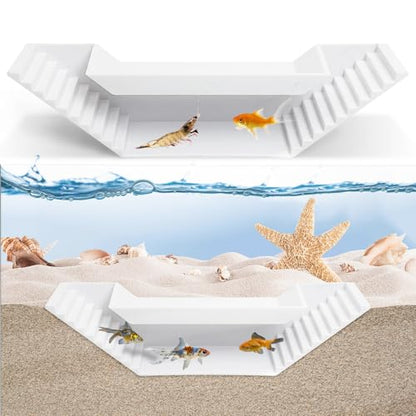 Aquarium Underground Tunnel Small Fish Cave Hideout with 2 Entrances Under Gravel Viewing Shrimp Tunnel Plastic Fish Tank Decoration (White) - color: White