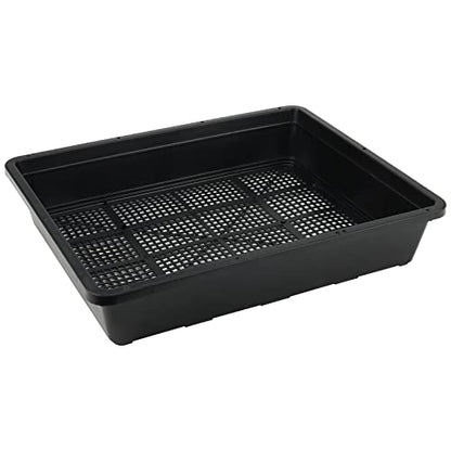 14 Pack 15 x 12 Inch Seed Starter Trays, Plastic Garden Mesh Bottom Plant Germination Trays, Black Growing Tray for Seedling, Microgreen, Soil Blocks, Wheatgrass, Hydroponic and Fodder Systems