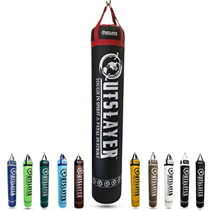 Muay Thai Punching Bag 6ft 150lbs Unfilled Made in USA - color: Black/Red, size: Without Bottom D-Ring