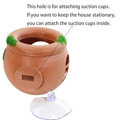 Betta Hammock Floating Hideout House with Artificial Moss Suction Cup Mount, 3D-Printed PLA Aquarium Decor Rest Cave Toy for Betta Fish Tank Accessories