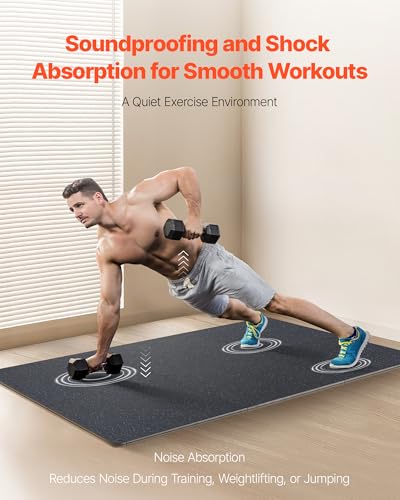 VEVOR 0.56Inch 100sq.ft 25 Tiles Gym Flooring for Home Gym, Rubber Top with High Density EVA Foam, 25 x 25In Gym Floor Exercise Equipment Mats, Interlocking Gym Mats, Puzzle Workout Mats, Black & Blue | Rubber Top with High Density EVA Foam, 25 x 25in Flo