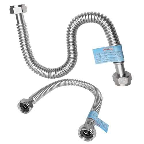 Plus Hot Water Heater Hose with 1" (Female Iron Pipe),18" length Flexible Corrugated Flexible Pipes,Replacement Flex Lines Connector (Large Caliber Tube-Inner Diameter 0.95") - size: 1"FIPx1"FIP, 18"L(0.92"ID)