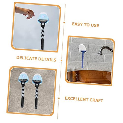 DOITOOL 10pcs Plastic Razor Holders Suction Cups Wall Razor Storage Rack for Efficient Space-saving Showers Durable Bathroom Shaving Tool Stand Compact Design Easy Installation