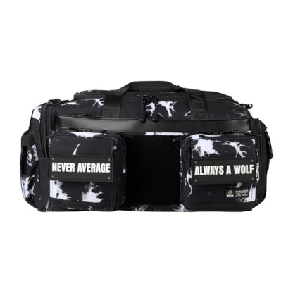 WOLFpak 30L Perfect Duffle Bag - Sports Tactical Gym Bag (Black Lightning) | 180° Full Opening, Hard Shell Base, Shoe Compartment, Dual Cup Holders, Trolley Sleeve, YKK® Zippers - color: Black Lightning