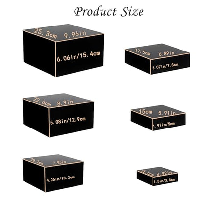 Metal Buffet Risers,6PCS Food Risers for Buffet Table 5in to 10in Display Stand for Catering Dessert Matte black Cube Boxes Nesting Risers with Hollow Bottoms
