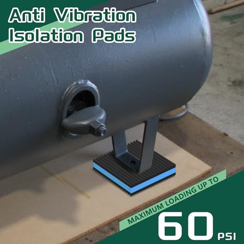4 Pack Anti Vibration Pads 4" X 4" X 7/8" Heavy Duty Vibration Damping Pads,Ribbed Rubber Pads for Air Compressor,Washing Machine,Treadmill,HVAC (Blue)