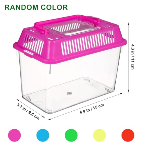 UPKOCH 4-Pack Critter Keeper Small Fish Tank, Portable Plastic Reptile Terrarium Bug Cage with Lid, Mini Travel Transport Container for Turtle Tarantula Hermit Crab