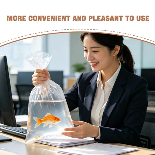50PCS Live Fish Bags: Open Top Plastic Bags for Live Fish Transport, Shipping - 4.3 Mil Thick - 14x6 Inches - Leak-Resistant Clear Containers for Transporting Marine