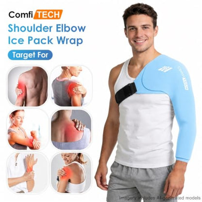 ComfiTECH Shoulder Arm Ice Pack Wrap for Pitcher & Recovery, Blue, L - size: Large, style: Blue