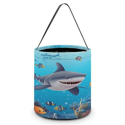 Halloween Trick Or Treat Bags With Handles Collapsible Candy Bucket Reusable Fish Ocean Theme Printed Goody Bucket For Holiday Party Gifts - color: Fish Ocean Theme