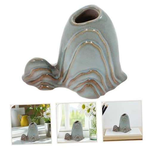 Ceramic Miniature Mountain Ornament Fish Tank Decor Zen Garden Accessories Versatile Bonsai Landscape Brush Holder for Room Office Study