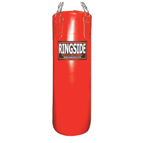 Ringside Leather Heavy Bag, Punching Bag for Boxing Training and Workout, 65 lbs, Includes Heavy Bag Chain and Swivel - color: Red