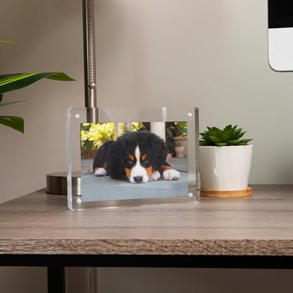 Mind Reader 3-Piece Desk Organizer Set, Pen Holder, Photo Frame and Sticky Note Tray, Desktop Organization, Office, Acrylic, Clear - size: 3-Piece Desk Organizer Set