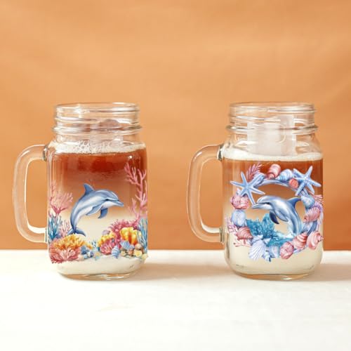UV DTF Cup Wraps Transfer Stickers Marine Life Pattern, 10 Sheets Waterproof Custom Vinyl Transfer Sticker 16oz Coffee Glass Cup Tumbler Bottle Mug Decals for Men Women - style: Marine Life