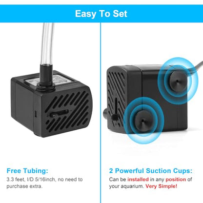50GPH 3W Small Submersible Water Pump Mini Fountain Pump Ultra Quiet For Aquarium Fish Tank Pond Statuary Hydroponics