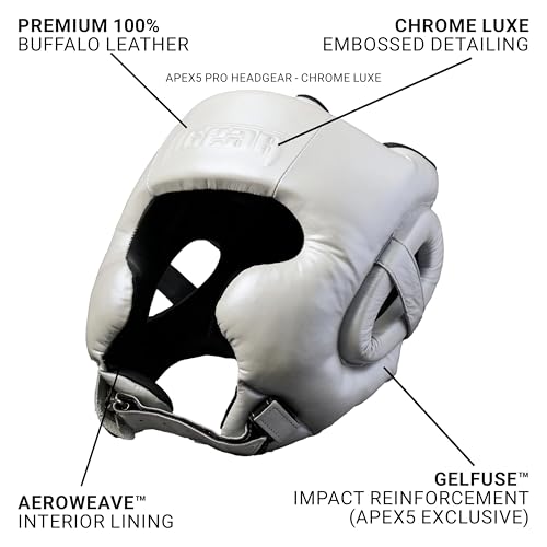 Tigear APEX5 Pro Headgear – Chrome Luxe | MMA, Muay Thai, Kickboxing, Sparring & Martial Arts