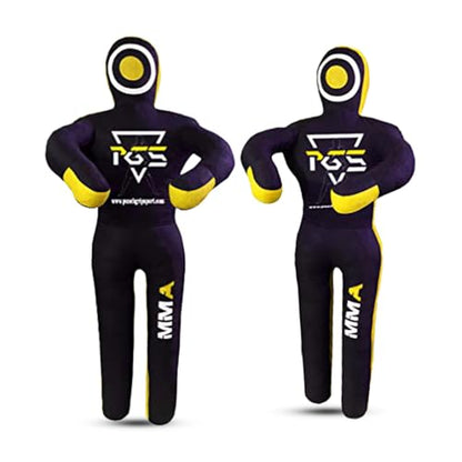 MMA Grappling Dummy Brazilian JIU Jitsu BJJ Punching Bag for Self Defense Wrestling Judo Karate Boxing Throwing Submission Standing Position - UNFILLED - color: Black Yellow, size: 4FT / 47"
