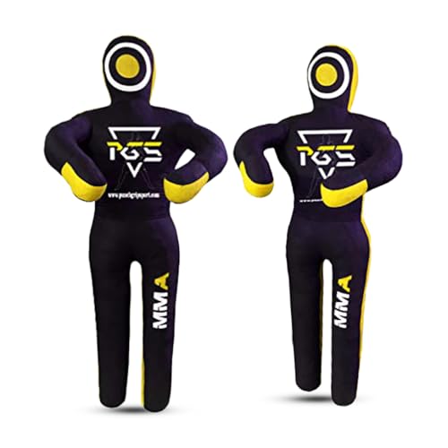 MMA Grappling Dummy Brazilian JIU Jitsu BJJ Punching Bag for Self Defense Wrestling Judo Karate Boxing Throwing Submission Standing Position - UNFILLED - color: Black Yellow, size: 5FT / 59"