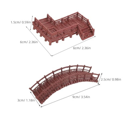 SEWACC 4pcs Aquarium Decoration Ornaments Miniature Fairy Garden Micro Landscape Set 2 Z-Shaped Staircase Platforms and 2 Arch Bridges for Fish Tank and Terrarium DIY Craft
