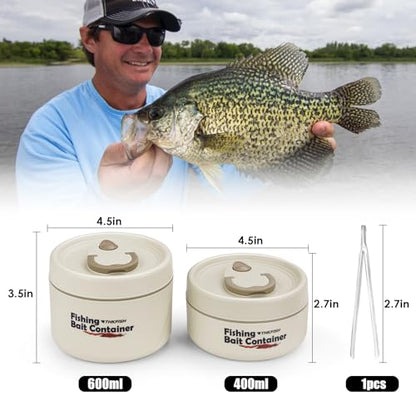 THKFISH Fishing Bait Container, Stainless Steel Insulated Live Bait Storage, Worm Bait Holder, Bait Storage Box, Nightcrawler Box, Bait Bucket to Keeps Bait Fresh and Alive - color: 1PCS-0.6L