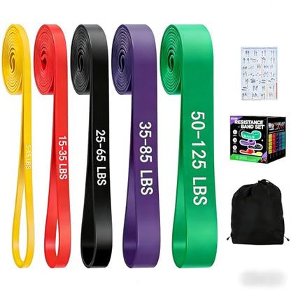 Pull Up Assistance Bands Set of 5 - Resistance Bands for Working Out, Exercise Bands for Pull Up Bands, Full Body Training, Muscle Building, Physical Therapy, Home & Gym Fitness for Men & Women