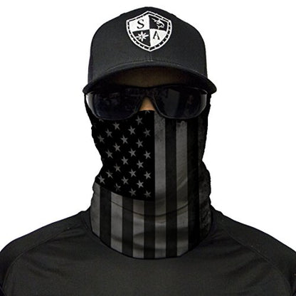 S A Soul of Adventure Single UV Face Shield | UV 30+ Multipurpose Neck Gaiter Balaclava for Adults - color: Blackout American Flag