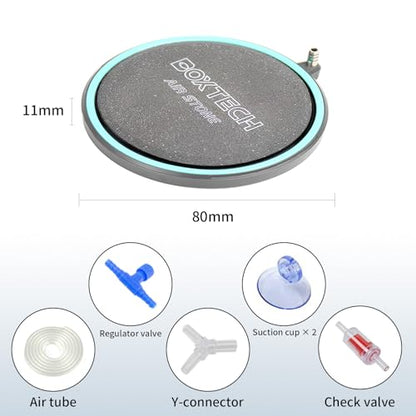 3.2 Inch Air Stone for Aquarium – Quiet High Dissolved Oxygen Diffuser with Control Valve, Nano Bubbles Airstone Kit for Betta, Nano Tank, Shrimp & Freshwater/Saltwater Fish Tanks - size: 3.2 inch