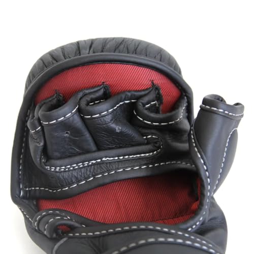 SMAI Leather Hybrid MMA Sparring Gloves: Premium Leather for Kickboxing, Cage Fight, Striking, Grappling, Martial Arts, and Heavy Bag Training. Open-Palm Design for Men and Women. - size: X-Large