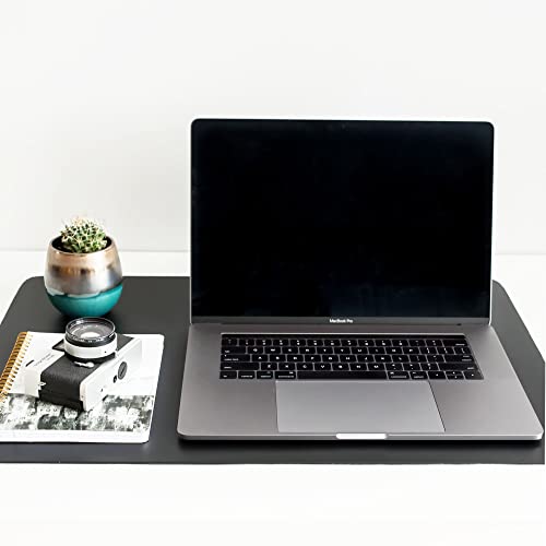 Leather Desk Mat for Keyboard and Mouse 24" x 17", Midnight Black Desk Pad, Extended Non-Slip Rectangular Keyboard Pad, Laptop and Desktop Computer Keyboard and Mouse Pad, Desk Blotter Mat