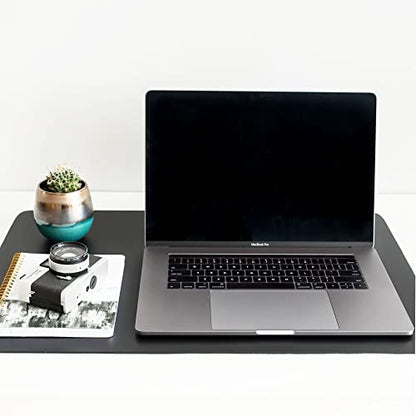 Leather Desk Mat for Keyboard and Mouse 24" x 17", Midnight Black Desk Pad, Extended Non-Slip Rectangular Keyboard Pad, Laptop and Desktop Computer Keyboard and Mouse Pad, Desk Blotter Mat