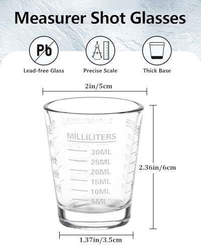 Shot Glasses Measuring Cup Set 2PACK Espresso Shot Glasses Liquid Heavy Glass 26-Incremental Measurement 1 OZ, 2 TBS, 6 TSP, 30 ML Kitchen Tools (White) - color: 2 Pack-White
