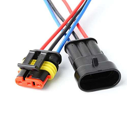 Way Car Waterproof Electrical Connector,16 AWG 3 pin Plug Auto Electrical Wire Connectors Marine for Car, Truck, Boat, and Other Wire Connections.(5 Pack)¡­ - size: 3pin connector--5pack