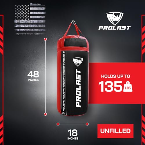 4Ft XL 135Lb Heavy Punching Kicking Bag for Adults, Boxing, MMA, Martial Arts, Muay Thai, Strength Training Equipment - color: Black / Red, size: Unfilled