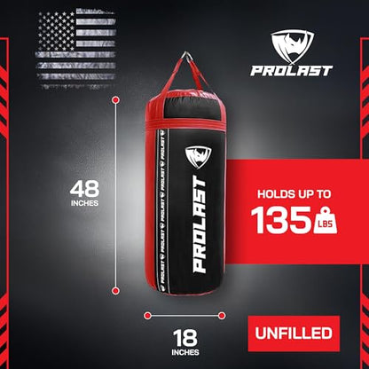 4Ft XL 135Lb Heavy Punching Kicking Bag for Adults, Boxing, MMA, Martial Arts, Muay Thai, Strength Training Equipment - color: Black / Red, size: Unfilled