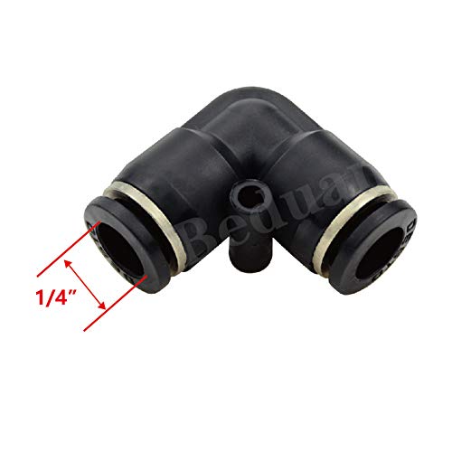 Beduan Push to Connect Fitting Elbow, 1/4" Tube OD x 1/4“ Tube OD Pneumatic 90 Degree Elbow Adapter Push Lock Fitting (Pack of 10 ） - size: 1/4 "