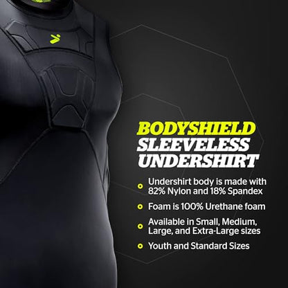 Storelli BodyShield Sleeveless Undershirt, Protective Soccer Base Layer, Lightweight Compression Top with Padded Chest - color: White, size: Medium