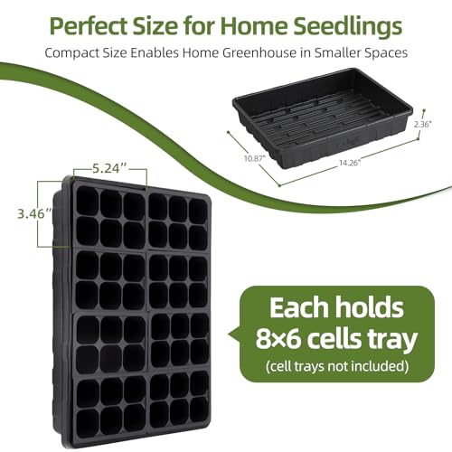 SOLIGT Extra Thick Heavy Duty 10 Pack Seed Starting Trays - Microgreens Growing Trays Seedling Plant Germination Starter Tray Transplant Fodder Flats, No Holes, No Leakage, Reusable, 14 * 10.8 * 2.3" - size: 1014
