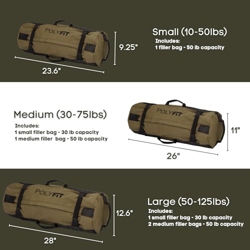 Polyfit Classic Sandbag - Workout Sandbag with 8 Gripping Handles - color: BLACK CAMO, size: Small (10-50lbs)
