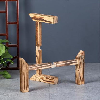 Display Stand Base Fish Tank Base Wood Decoration Cross Round Bonsai Ornament(Small) - size: Small