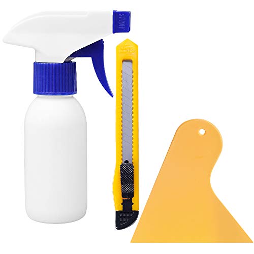 rabbitgoo Window Tint Kit, Window Privacy Film Installation Tint Tools, 3 Pieces Easy to Apply Frosted Glass Stained Glass Privacy Film Application Kit Include Squeegee, Utility Knife, Spray Bottle - color: Yellow Squeegee