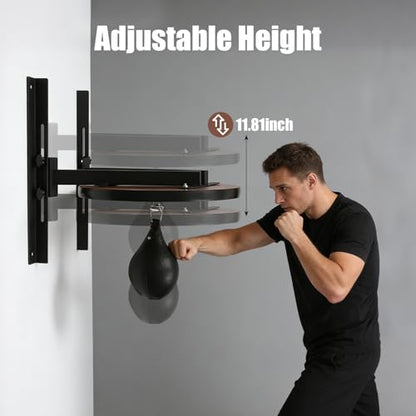 Speed Bag Platform Speed Bag Boxing Kit for Adults Height Adjustable Wall-Mounted Heavy Duty Boxing Training Equipment 360° Rotatable Speed Ball with Punching Ball Fits Home Gym Workout - color: Black Simple Version