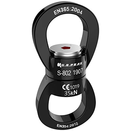 PROND Swing Swivel 35kN Safest Rotational Device, Swing Spinner, Carabiner Swivel, Climbing Rope Swivels for Children’s Web Tree Swing Setting, Aerial Dance, Hanging Hammock - color: A - Black