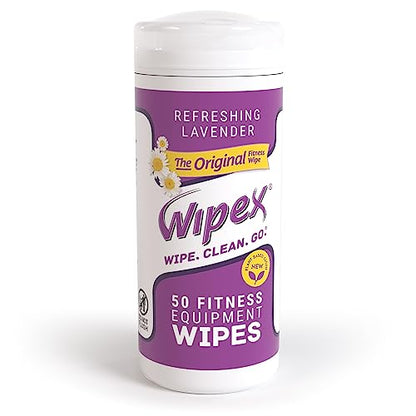Wipex Original Fitness Equipment Wipes -EWG Verified - 50 Count Plant-Based No-Lint Cloth Gym Wipes for Workout Equipment, Yoga Mat Cleaner, Peloton Cleaner with Lavender Essential Oil & Vinegar, - size: 50 Count (Pack of 1)