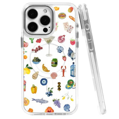 Cases for iPhone 14 Pro Max,Compatible with MagSafe,Classic Clear Shockproof Protection Magnetic Phone Case - Aesthetic Fruit Lily Flower Fish