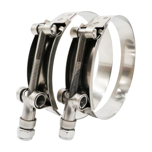 6" T Bolt Hose Clamp Stainless Steel - Working Range 158mm - 166mm for 6" I.D. Hose with 3mm - 6mm Wall Thickness, Roadformer T-bolt Hose Clamps Featured to Provide Reliable Sealing Force, 2 Pack - size: 6" Hose Clamp 158mm - 166mm (6.22" - 6.54")