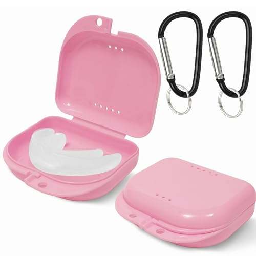 Retainer Case 2 Pack, Vented Mouth Guard & Aligner Case Holder - color: Pink, size: Pack of 2