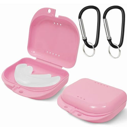 Retainer Case 2 Pack, Vented Mouth Guard & Aligner Case Holder - color: Pink, size: Pack of 2