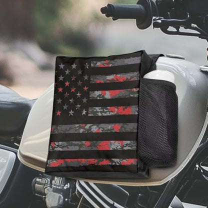 American Flag Camo ATV Tank Bag 4-Wheelers Saddle Bag Waterproof Motorcycle Bag UTV Hanging Storage Bag Compatible with Sportsman Scrambler Honda Rancher FourTrax Grizzly